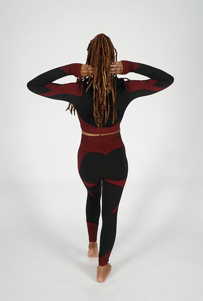 3-Pc Black/Fuchsia Running Suit Seamless 3-Piece U-Neck Fashion Insider